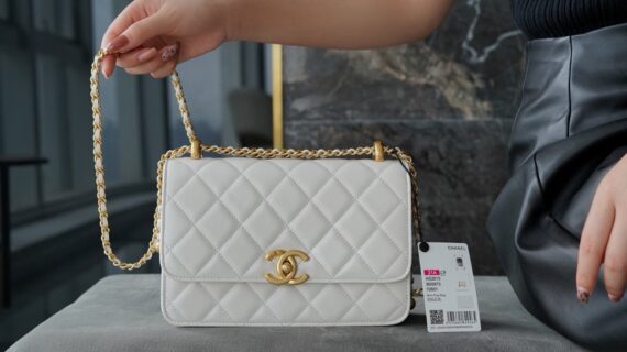香奈儿 2021 高级手工坊双金球 CF Mini 白色 单肩包 Chanel 方胖子 1:1 天花板复刻