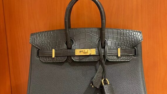 爱马仕铂金包 Birkin 25 Touch 触碰版黑金手提包 德国Togo皮与鳄鱼皮的完美融合 爱马仕铂金包 Birkin 25 Touch 触碰版黑金手提包 德国Togo皮与鳄鱼皮的完美融合