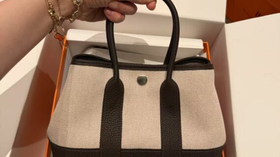 爱马仕 Hermès Garden Party 23 花园包 乌木色原厂Togo皮与高密度防水帆布