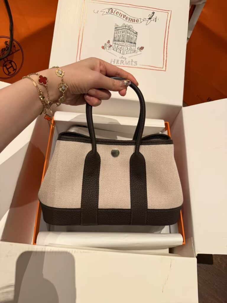 爱马仕 Hermès Garden Party 23 花园包 乌木色原厂Togo皮与高密度防水帆布