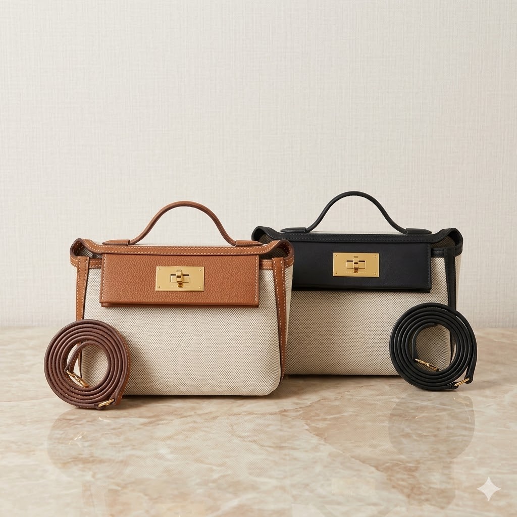 Hermes爱马仕 Mini翅膀包20cm 帆布拼接牛皮的优雅艺术顶级原单