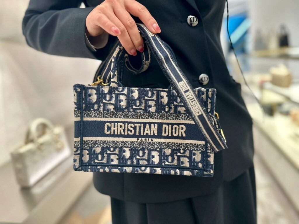 迪奥 迷你托特包 Dior Mini Book Tote 肩带款蓝色老花顶级原厂工艺