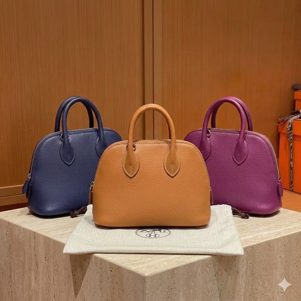 爱马仕 保龄球包17cm Hermès Mini Bolide 1923 手袋 顶级 Evercolor 皮革与三款神仙配色