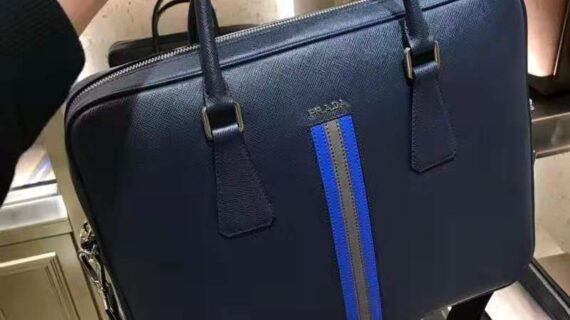 PRADA 普拉达 男士 Saffiano十字纹公文包 笔记本电脑包