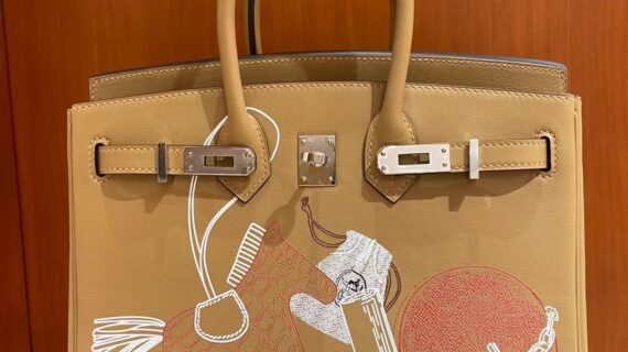 爱马仕 限量涂鸦系列铂金包 饼干色4B Swift Hermès Birkin 25 法籍工艺团队 爱马仕 限量涂鸦系列铂金包 饼干色4B Swift Hermès Birkin 25 法籍工艺团队