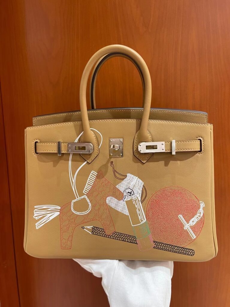 爱马仕 限量涂鸦系列铂金包 饼干色4B Swift Hermès Birkin 25 法籍工艺团队