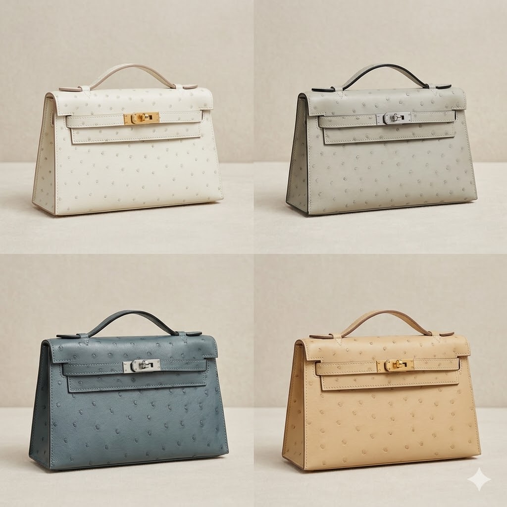 爱马仕 鸵鸟皮凯莉包 Hermès Mini Kelly 名媛级奢华解析与多色选购