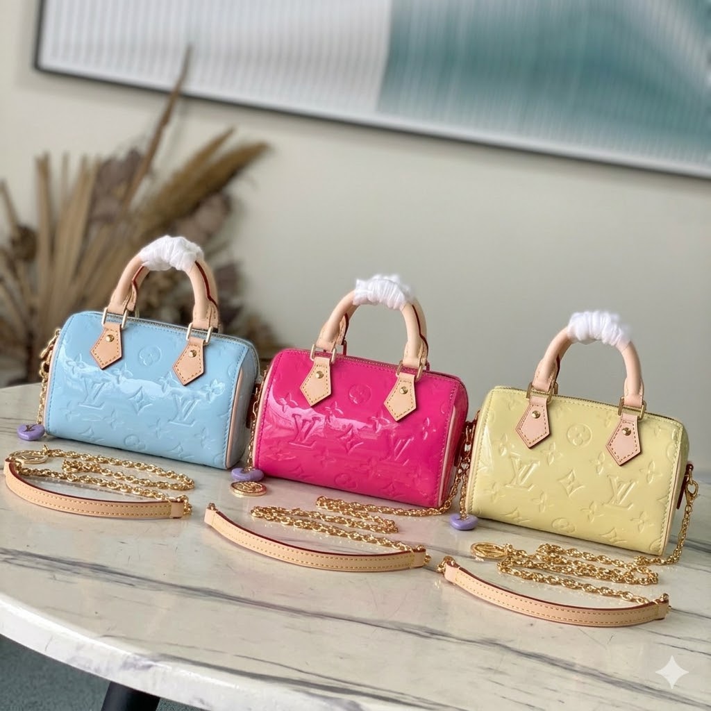 Louis Vuitton LV路易威登漆皮迷你枕头包 Nano Speedy Monogram Vernis 顶级复刻