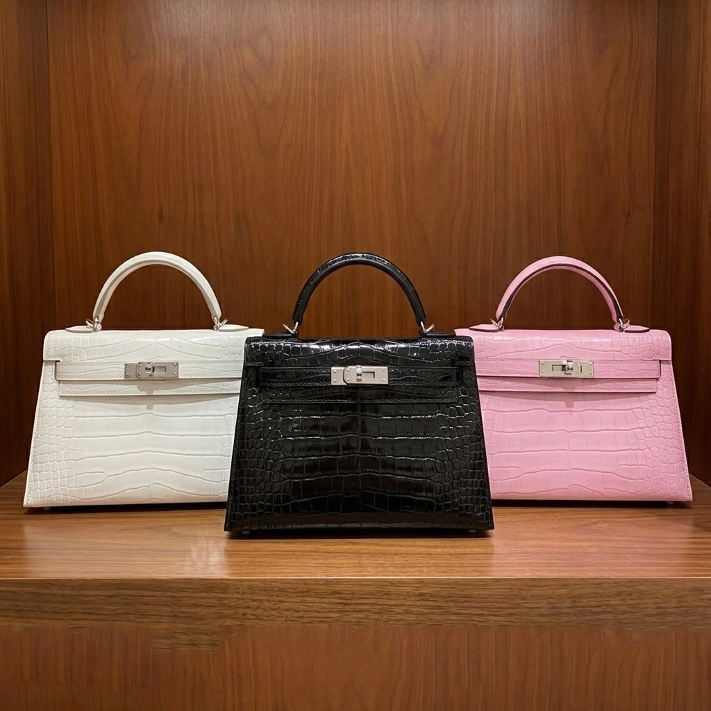 爱马仕 二代鳄鱼皮凯莉包 Hermès Mini Kelly 顶级客定级黑/白/粉多色