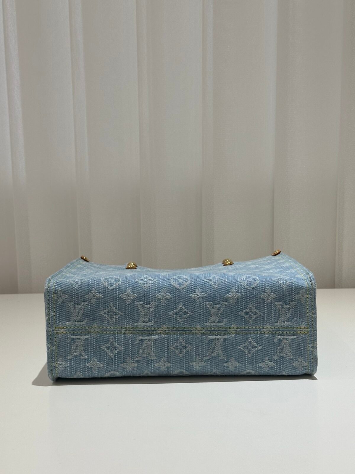 路易威登 Let Go 小型托特包28cm Monogram 蓝色牛仔布手提包 配编织手柄 - 图片 5