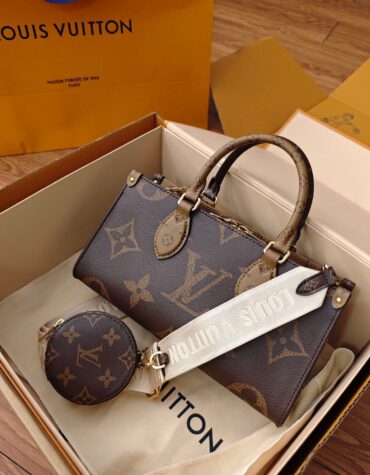 路易威登 OnTheGo East West系列 LV迷你托特包 Monogram Giant & Reverse 帆布奢华手袋 25cm