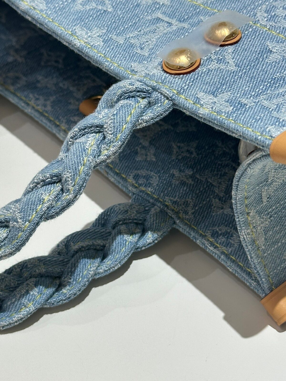 路易威登 Let Go 小型托特包28cm Monogram 蓝色牛仔布手提包 配编织手柄 - 图片 7