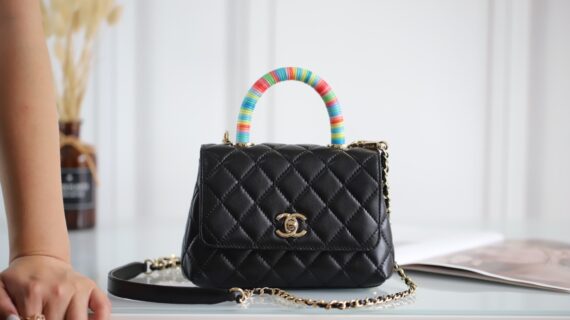 香奈儿 Chanel 黑色彩虹手柄包包 Coco Handle Mini 顶级品质细