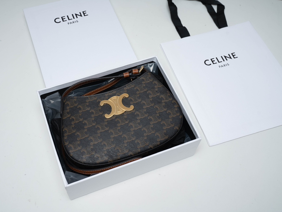 CELINE 赛琳新款 TILLY 腋下包 亮泽小牛皮/凯旋门印花 女士精品单肩包 23cm – Image 2 CELINE 赛琳新款 TILLY 腋下包 亮泽小牛皮/凯旋门印花 女士精品单肩包 23cm – Image 2