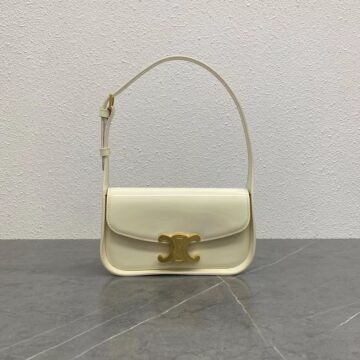 CELINE 赛琳 凯旋门腋下包20cm 漆皮奶白色 Triomphe 单肩包 CELINE 赛琳 凯旋门腋下包20cm 漆皮奶白色 Triomphe 单肩包