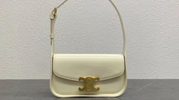 CELINE 赛琳 凯旋门腋下包20cm 漆皮奶白色 Triomphe 单肩包 CELINE 赛琳 凯旋门腋下包20cm 漆皮奶白色 Triomphe 单肩包