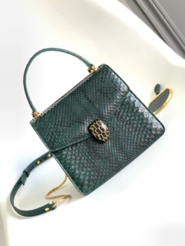 宝格丽 Bvlgari Serpenti Forever 森林翡翠绿蟒蛇皮蛇头包18cm 三层手提风琴包 宝格丽 Bvlgari Serpenti Forever 森林翡翠绿蟒蛇皮蛇头包18cm 三层手提风琴包