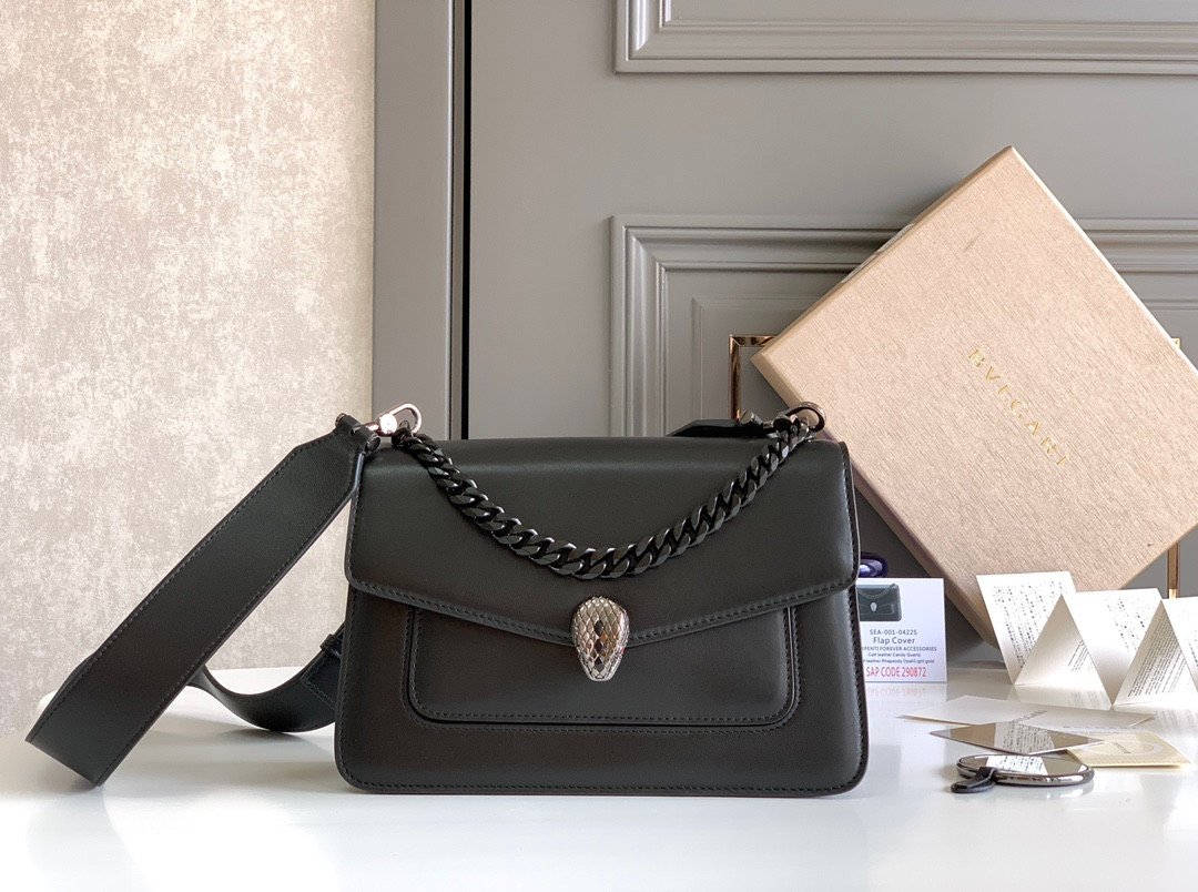 1-277.jpeg Bvlgari 宝格丽 Serpenti Forever粗链系列斜挎包25cm 小牛皮单肩手提包 蛇头搭扣 4色可选 - 图片 2
