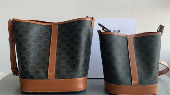 赛琳 CELINE 凯旋门老花水桶包 棕色2种尺寸经典复古手提包 赛琳 CELINE 凯旋门老花水桶包 棕色2种尺寸经典复古手提包