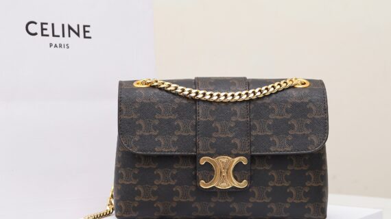 Celine 赛琳 凯旋门链条包 23.5cm Triomphe经典棕色老花单肩包