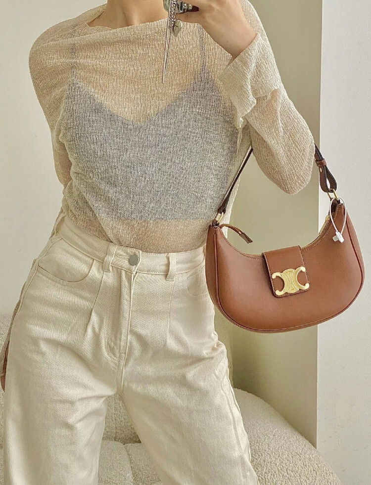 CELINE 赛琳 棕色牛皮凯旋门腋下包 AVA TRIOMPHE 经典复古半月包23cm – Image 5 CELINE 赛琳 棕色牛皮凯旋门腋下包 AVA TRIOMPHE 经典复古半月包23cm – Image 5