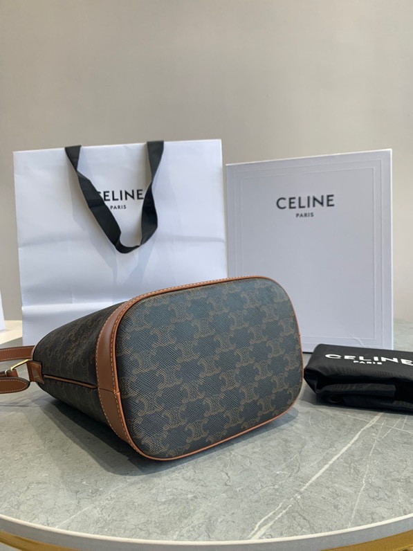赛琳 CELINE 凯旋门老花水桶包 棕色2种尺寸经典复古手提包 – Image 7 赛琳 CELINE 凯旋门老花水桶包 棕色2种尺寸经典复古手提包 – Image 7