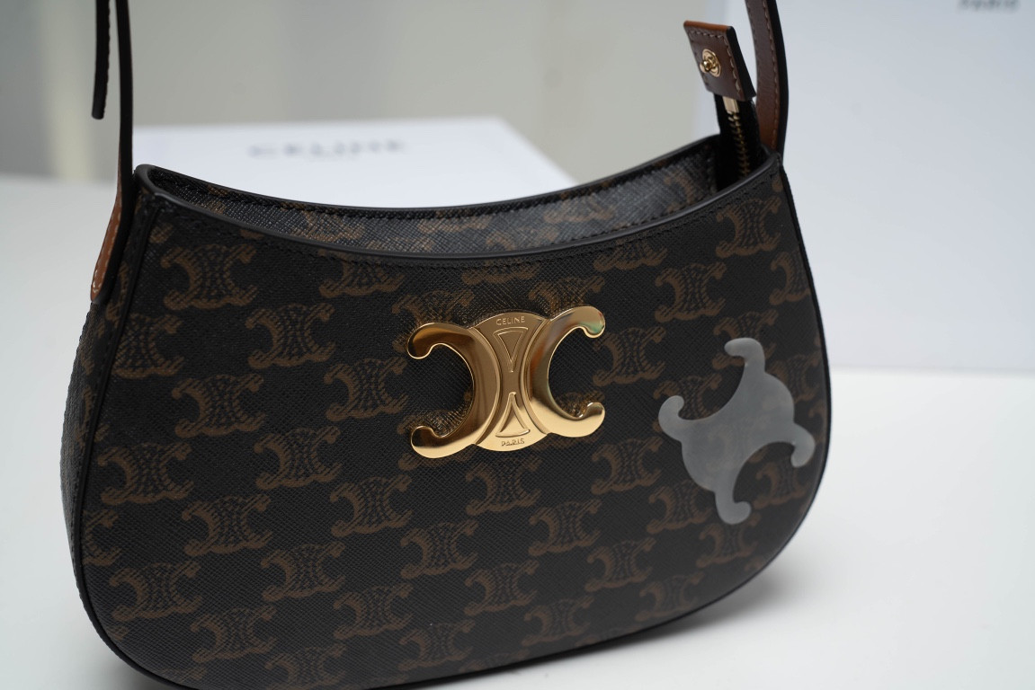 CELINE 赛琳新款 TILLY 腋下包 亮泽小牛皮/凯旋门印花 女士精品单肩包 23cm – Image 8 CELINE 赛琳新款 TILLY 腋下包 亮泽小牛皮/凯旋门印花 女士精品单肩包 23cm – Image 8