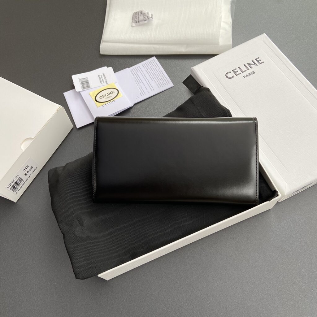CELINE 赛琳 TRIOMPHE 凯旋门大号翻盖钱包19cm WOC 经典老花、黑色与卵石色小牛皮 – Image 8 CELINE 赛琳 TRIOMPHE 凯旋门大号翻盖钱包19cm WOC 经典老花、黑色与卵石色小牛皮 – Image 8