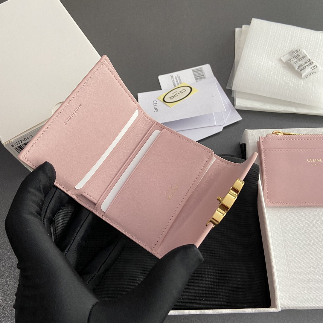 赛琳 CELINE 凯旋门亮泽牛皮短款钱包 TRIOMPHE 冰川蓝/卵石 5色迷你皮夹 – Image 10 赛琳 CELINE 凯旋门亮泽牛皮短款钱包 TRIOMPHE 冰川蓝/卵石 5色迷你皮夹 – Image 10