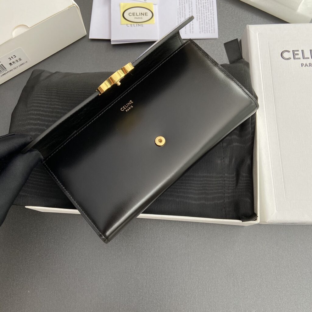 CELINE 赛琳 TRIOMPHE 凯旋门大号翻盖钱包19cm WOC 经典老花、黑色与卵石色小牛皮 – Image 11 CELINE 赛琳 TRIOMPHE 凯旋门大号翻盖钱包19cm WOC 经典老花、黑色与卵石色小牛皮 – Image 11