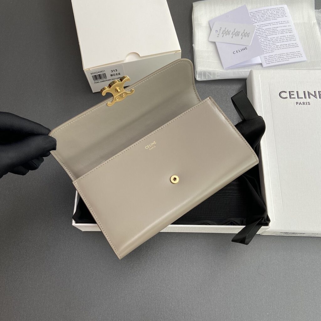 CELINE 赛琳 TRIOMPHE 凯旋门大号翻盖钱包19cm WOC 经典老花、黑色与卵石色小牛皮 – Image 15 CELINE 赛琳 TRIOMPHE 凯旋门大号翻盖钱包19cm WOC 经典老花、黑色与卵石色小牛皮 – Image 15
