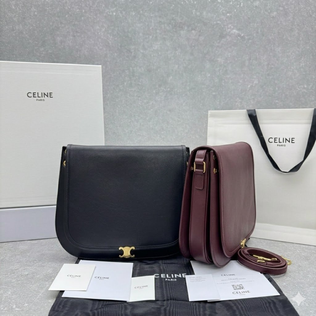 26-3.jpg Celine 赛琳 亮泽小羊皮超大号单肩包32cm Soft Triomphe 女士Besace包