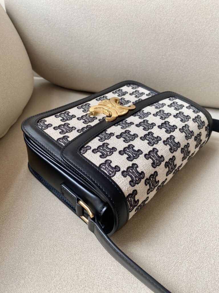 赛琳 CELINE 凯旋门中号帆布拼接皮革单肩包 22.5cm 复古老花刺绣翻盖包 – Image 11 赛琳 CELINE 凯旋门中号帆布拼接皮革单肩包 22.5cm 复古老花刺绣翻盖包 – Image 11