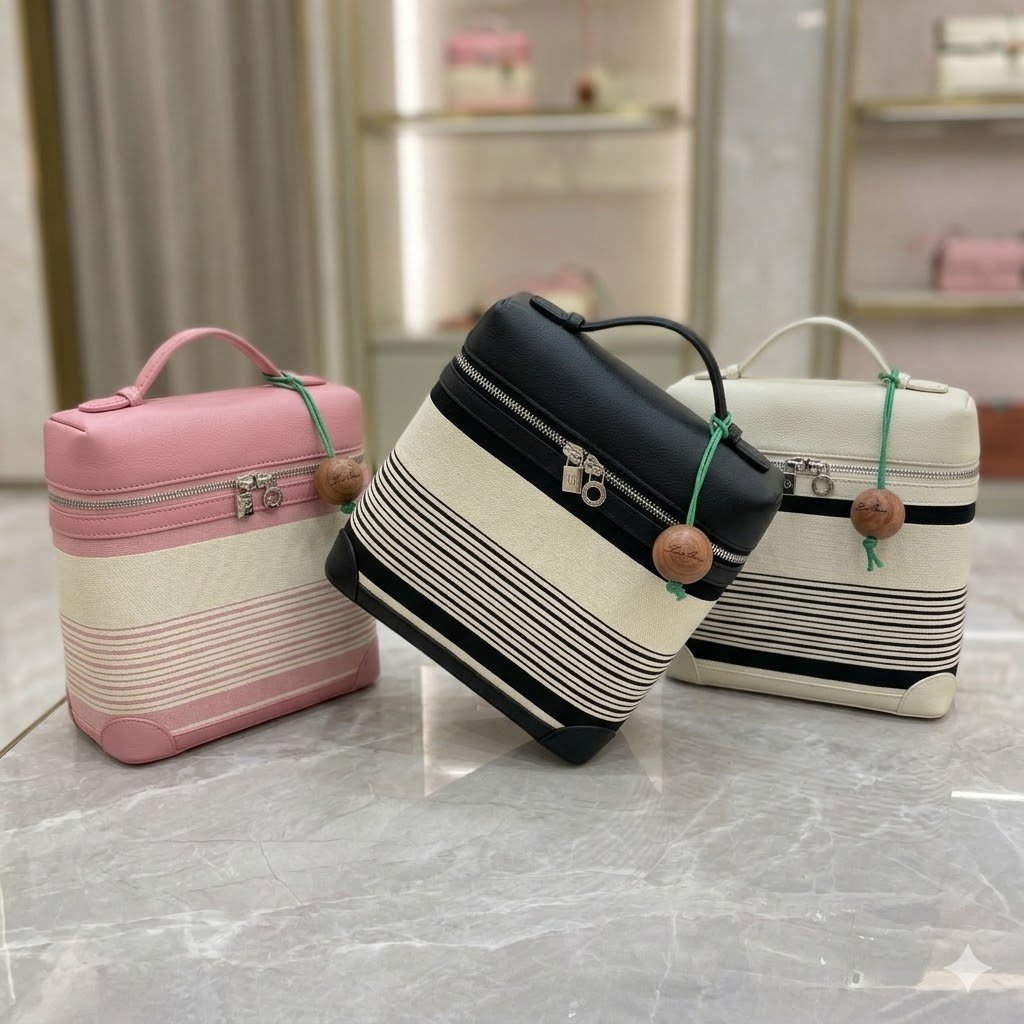 28-45.jpg Loro Piana 诺悠翩雅 L23.5 Extra Pocket 背包 条纹帆布拼接小牛皮迷你包 多功能两用手提/单肩