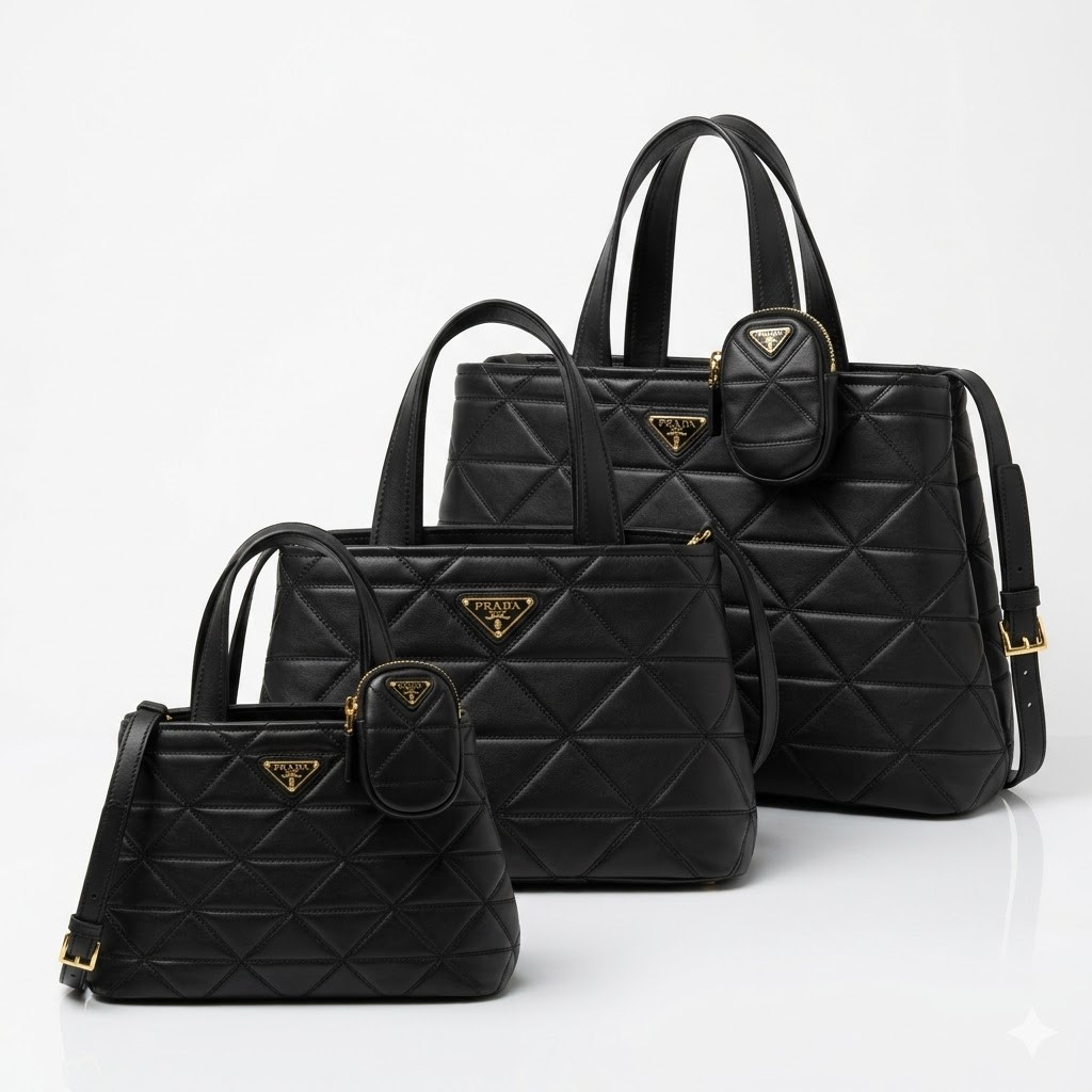 Prada 普拉达 Matinee 菱格绣线托特包 顶级工艺三款尺寸手提包