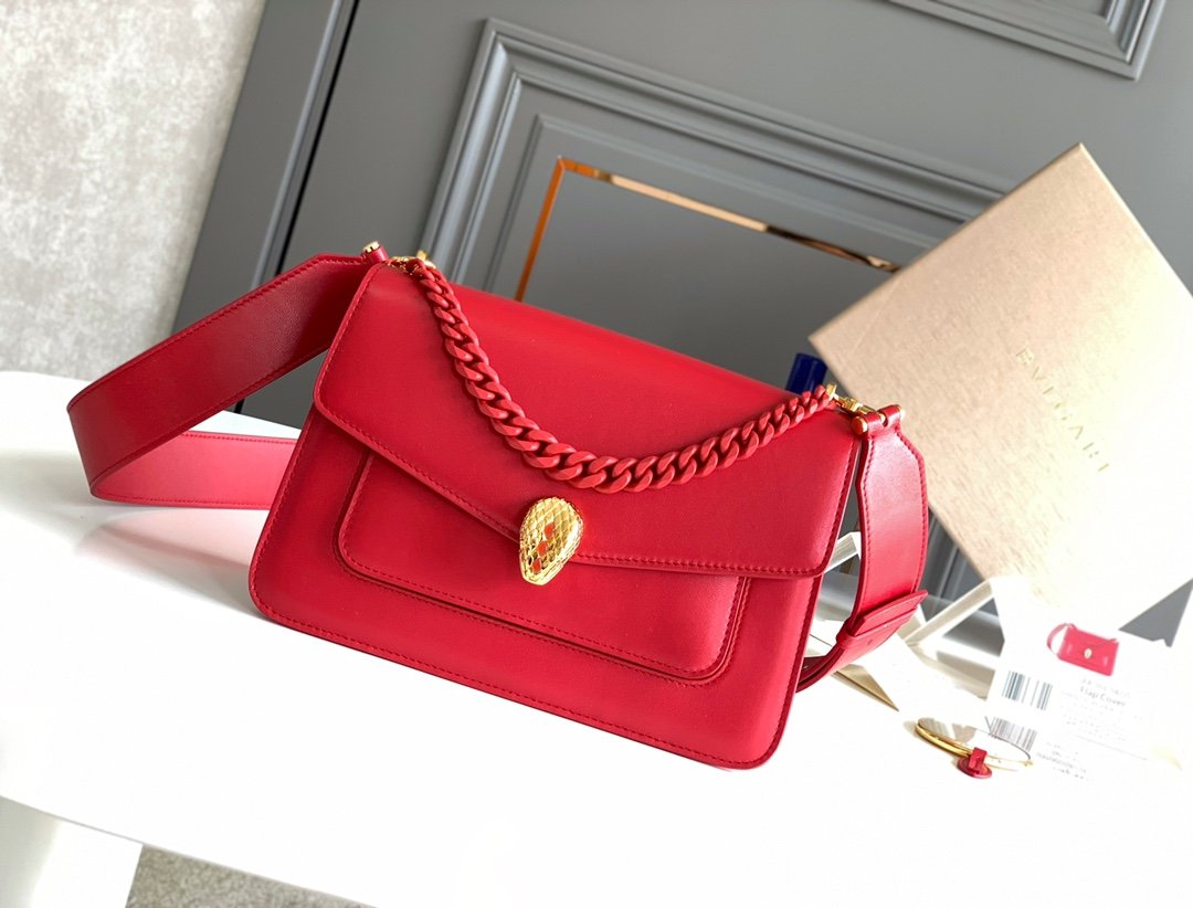28-77.jpeg Bvlgari 宝格丽 Serpenti Forever粗链系列斜挎包25cm 小牛皮单肩手提包 蛇头搭扣 4色可选 - 图片 10