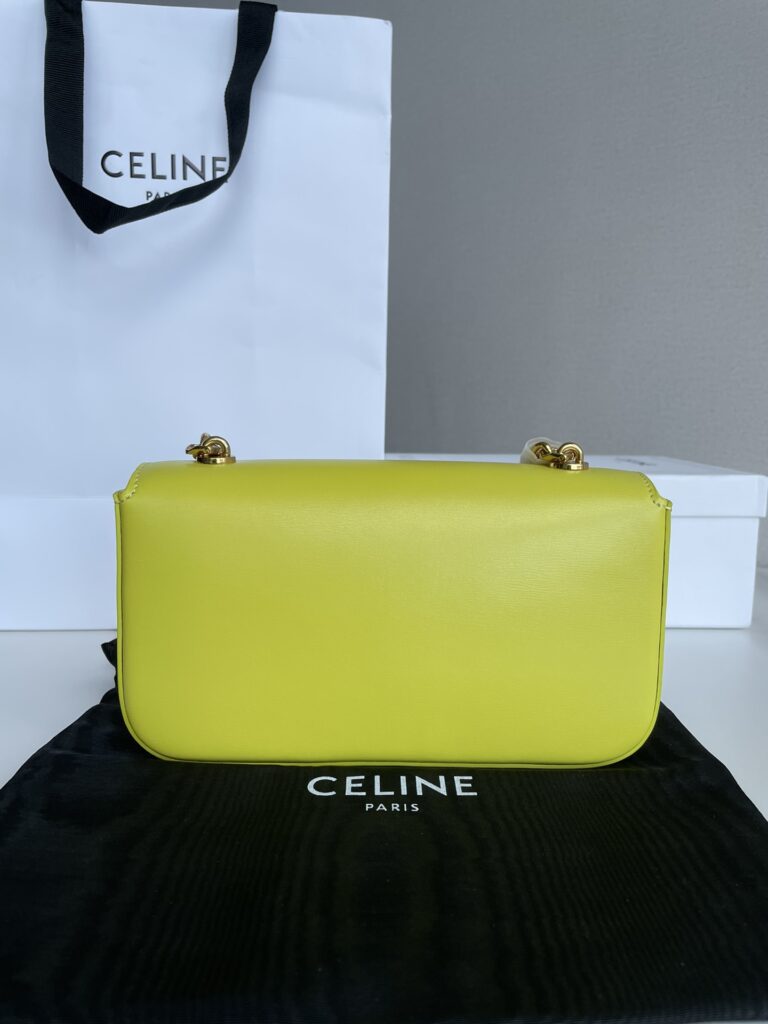 赛琳 Celine TRIOMPHE 凯旋门标志皮革链条腋下包 柠檬黄单肩包20.5cm – Image 4 赛琳 Celine TRIOMPHE 凯旋门标志皮革链条腋下包 柠檬黄单肩包20.5cm – Image 4