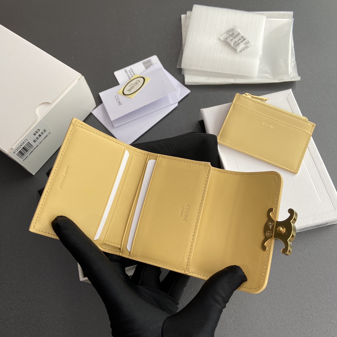 赛琳 CELINE 凯旋门亮泽牛皮短款钱包 TRIOMPHE 冰川蓝/卵石 5色迷你皮夹 – Image 16 赛琳 CELINE 凯旋门亮泽牛皮短款钱包 TRIOMPHE 冰川蓝/卵石 5色迷你皮夹 – Image 16