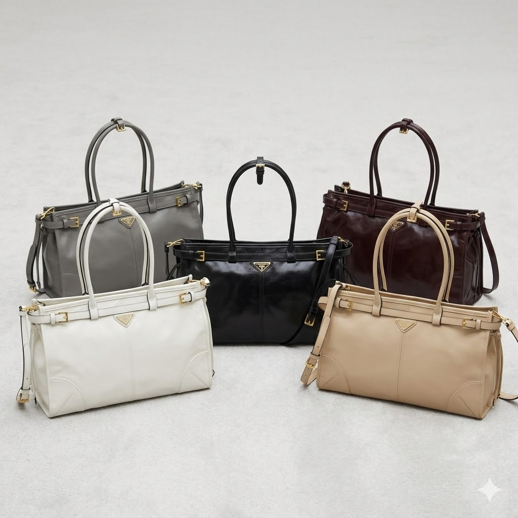 普拉达 PRADA Soft Lux 大号托特包38cm 顶级复古油腊皮配肩带 1BA433