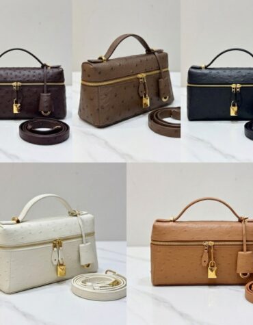 46-21.jpg Loro Piana 诺悠翩雅 L23 Extra Bag 23cm 鸵鸟纹小牛皮女士手提包 化妆包兼斜挎包