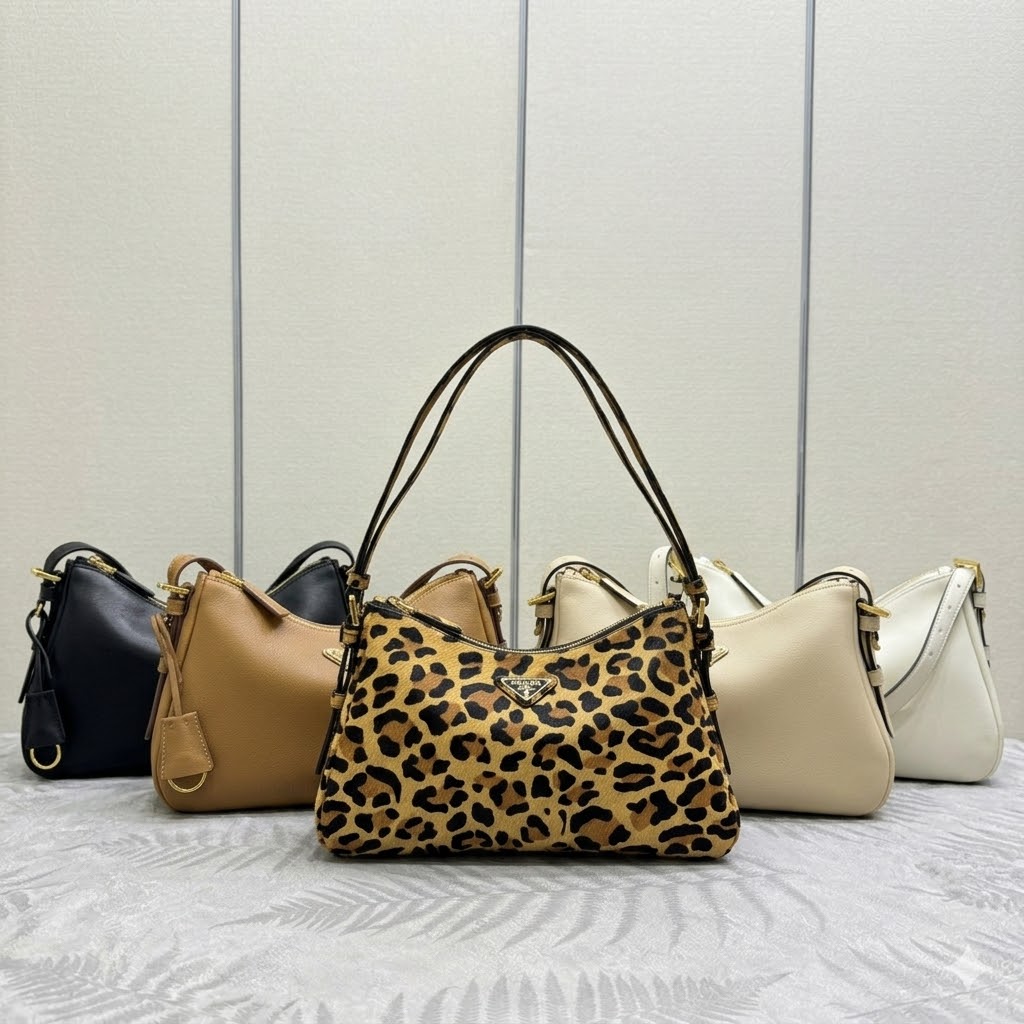 Prada 普拉达 Aimee 小号皮革Hobo腋下包31cm 5种颜色单肩包 1BC229