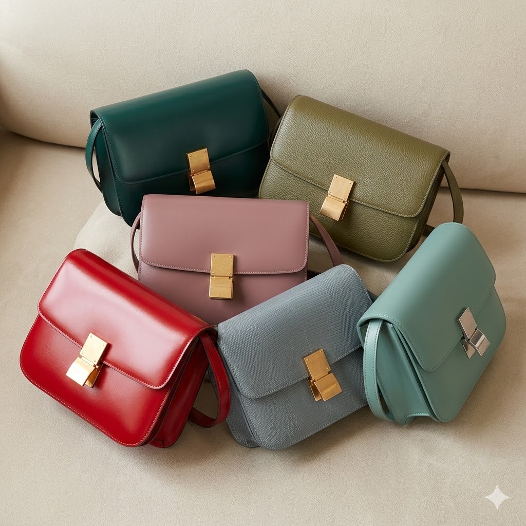 Celine 赛琳中号豆腐包 24cm Classic Box 细横纹小牛皮单肩斜挎包 6色可选 55