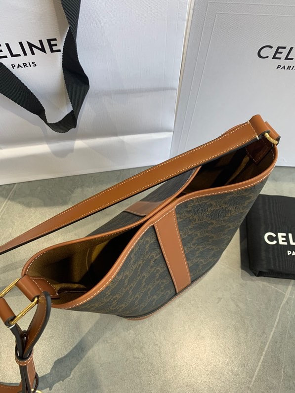 赛琳 CELINE 凯旋门老花水桶包 棕色2种尺寸经典复古手提包 – Image 3 赛琳 CELINE 凯旋门老花水桶包 棕色2种尺寸经典复古手提包 – Image 3