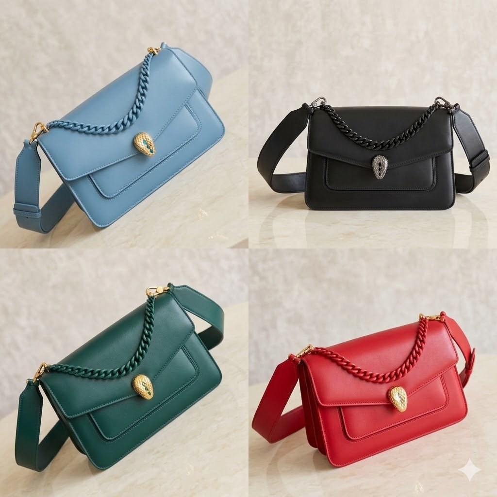 64-1.jpg Bvlgari 宝格丽 Serpenti Forever粗链系列斜挎包25cm 小牛皮单肩手提包 蛇头搭扣 4色可选