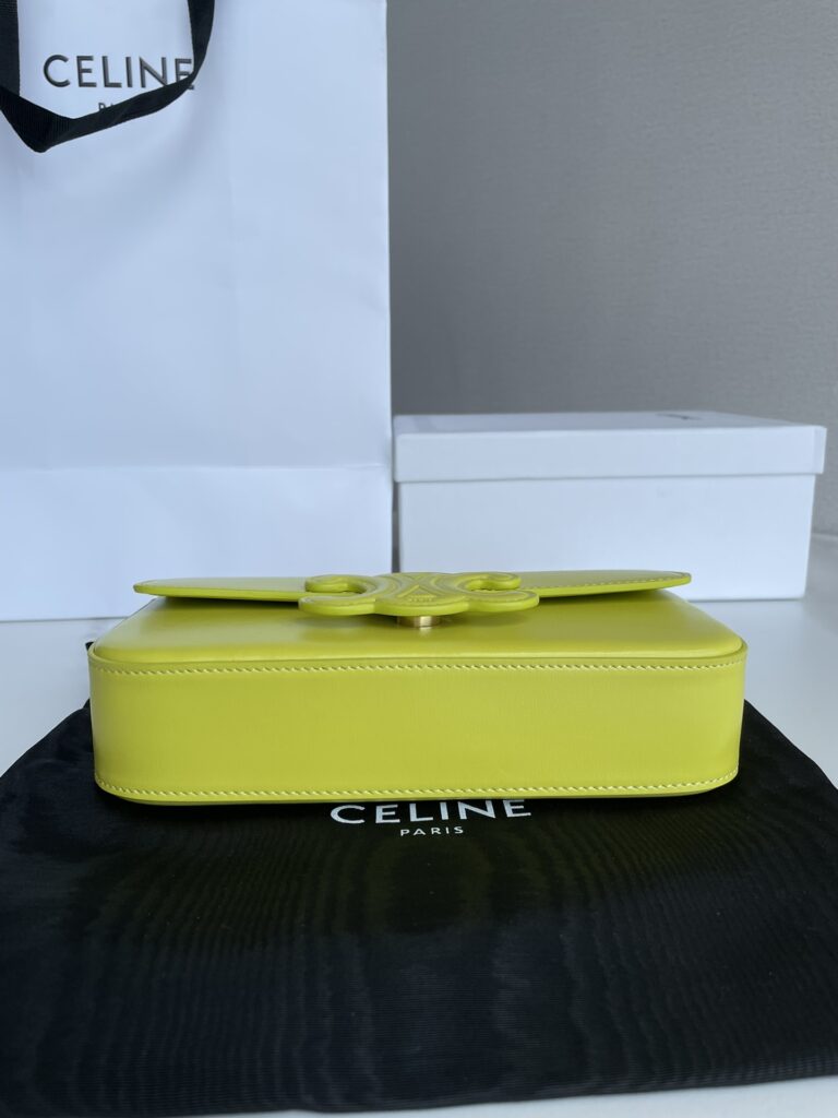 赛琳 Celine TRIOMPHE 凯旋门标志皮革链条腋下包 柠檬黄单肩包20.5cm – Image 9 赛琳 Celine TRIOMPHE 凯旋门标志皮革链条腋下包 柠檬黄单肩包20.5cm – Image 9