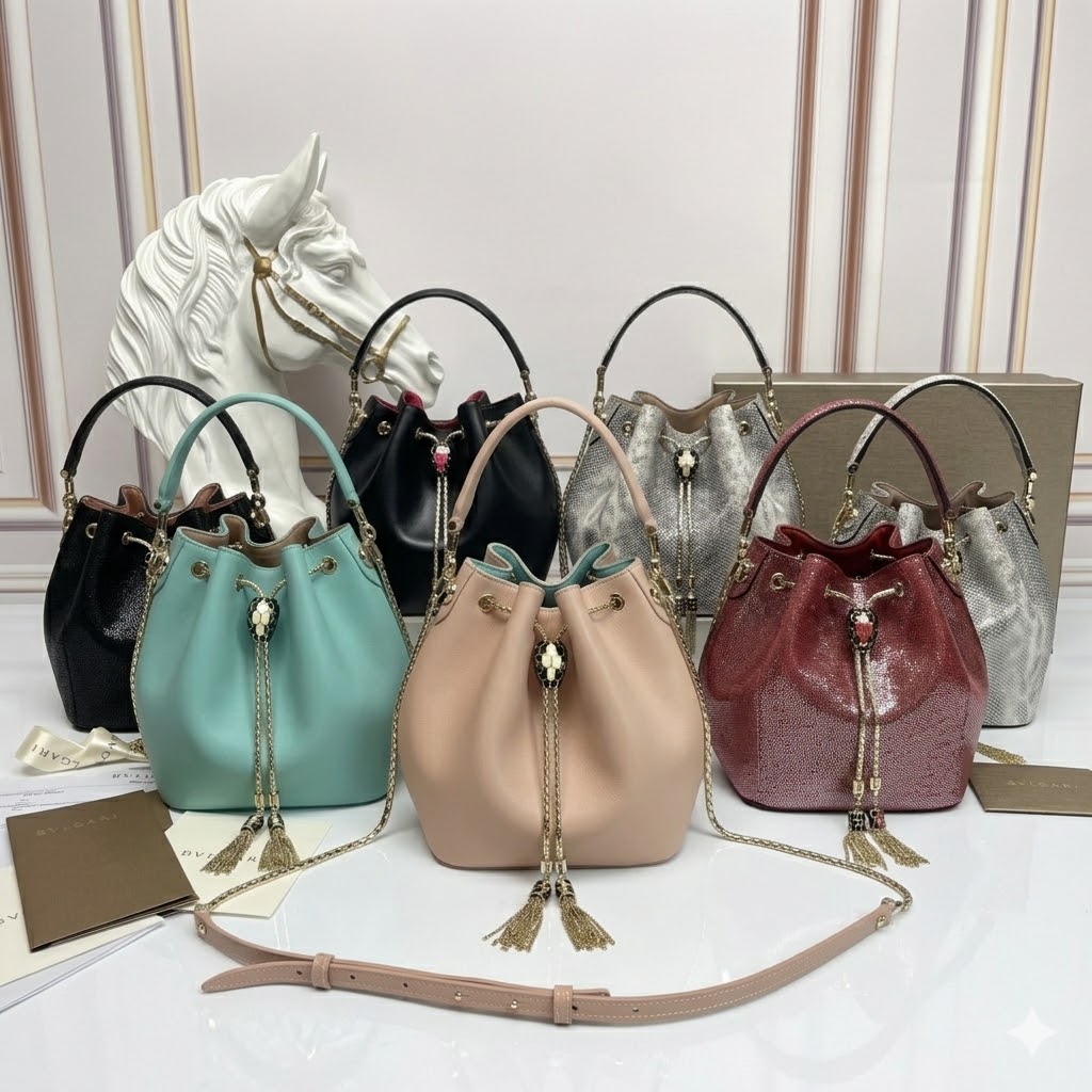 BVLGARI 宝格丽 经典蛇头包 限量水桶包 真皮单肩斜挎包7色 BVLGARI 宝格丽 经典蛇头包 限量水桶包 真皮单肩斜挎包7色